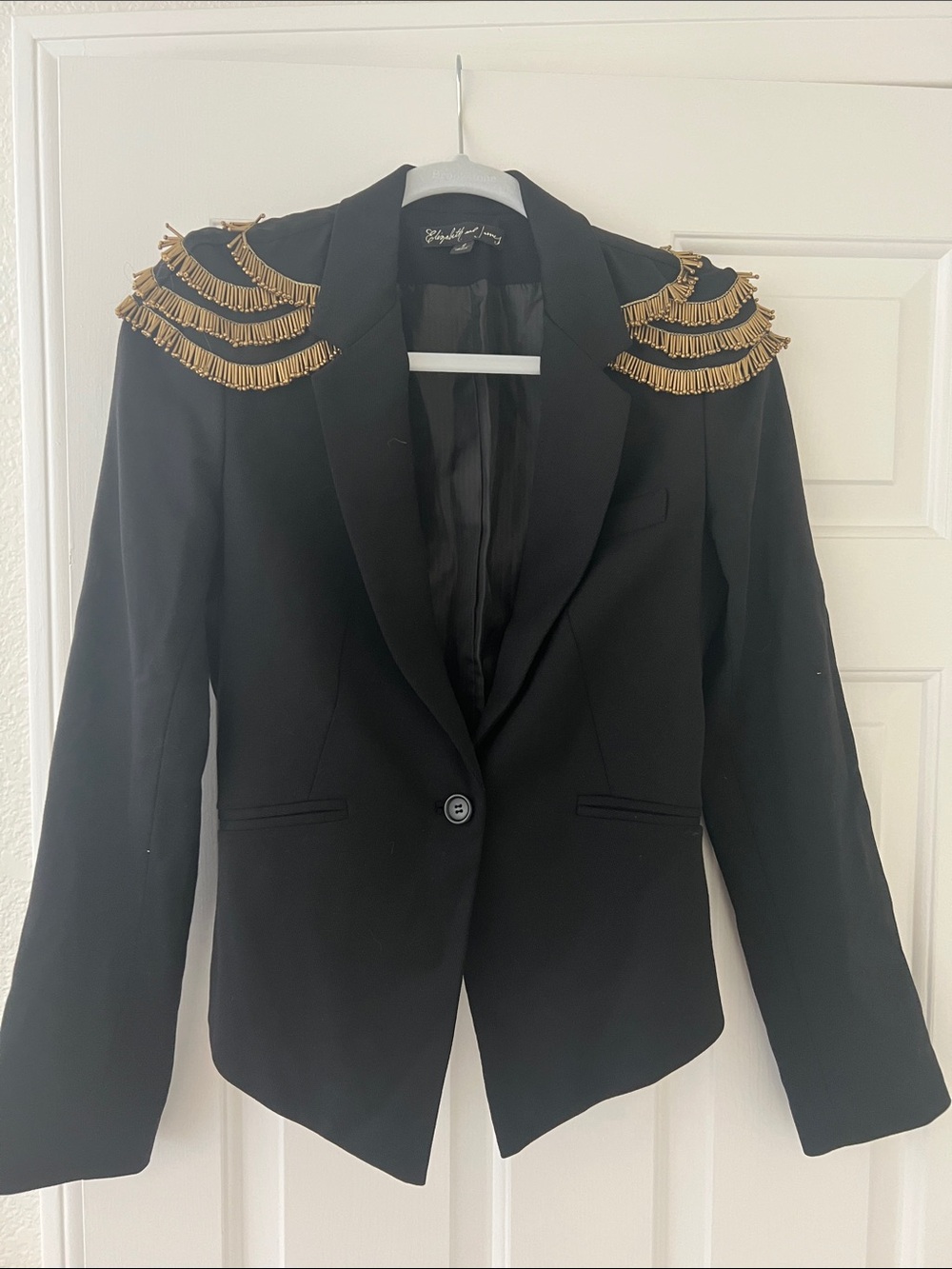 Brookstone Black Blazer with Gold Fringe Epaulettes